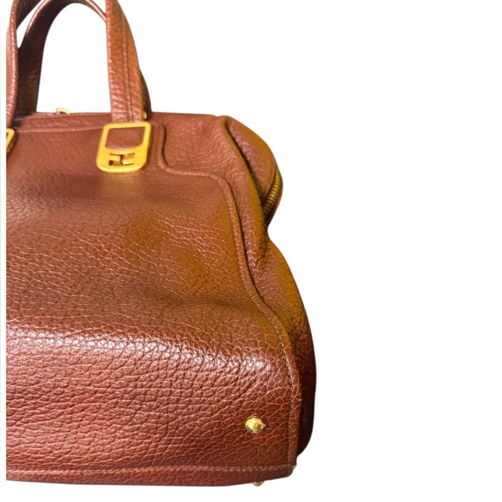 FENDI Brown Pebbled Leather Chameleon Top Handle Tote Bag Handbag Auth Ex.++ - Picture 8 of 16